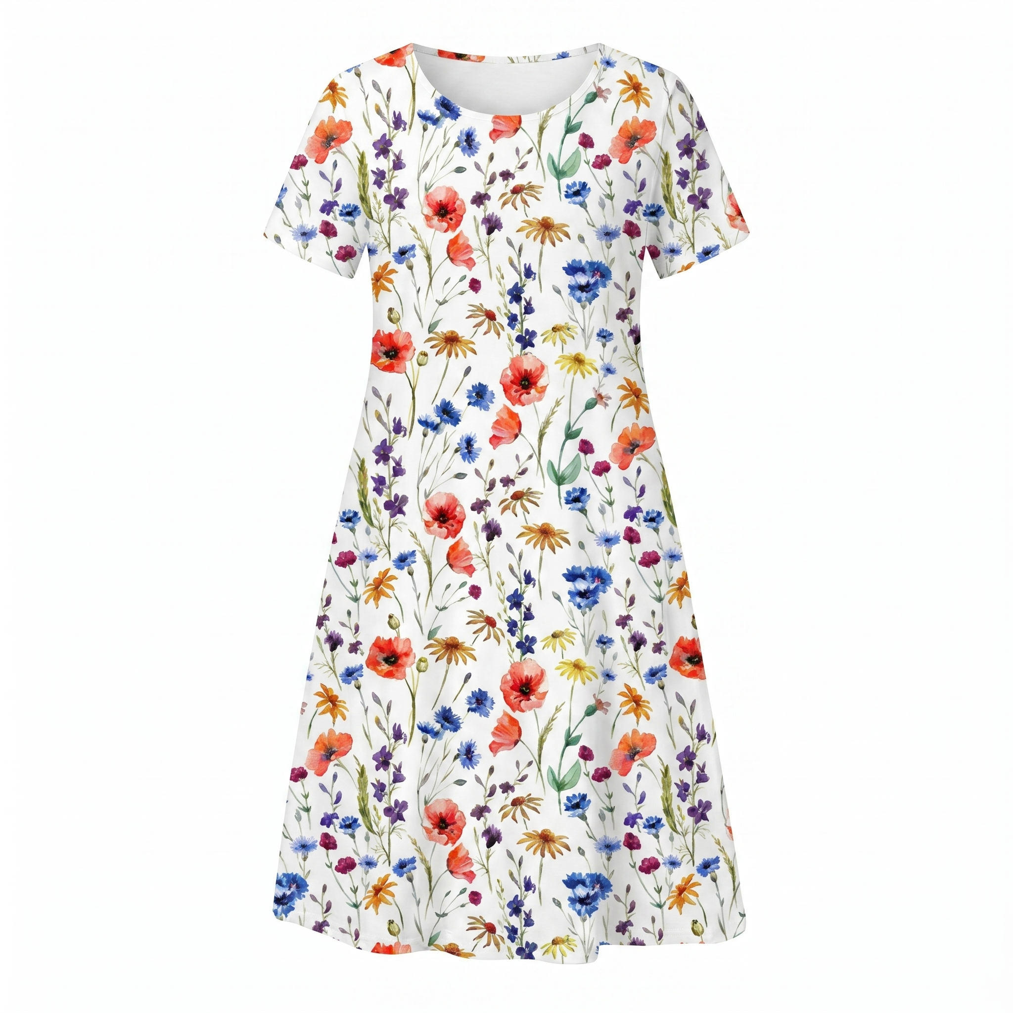 Women's Casual Floral Style Print Midi Dress