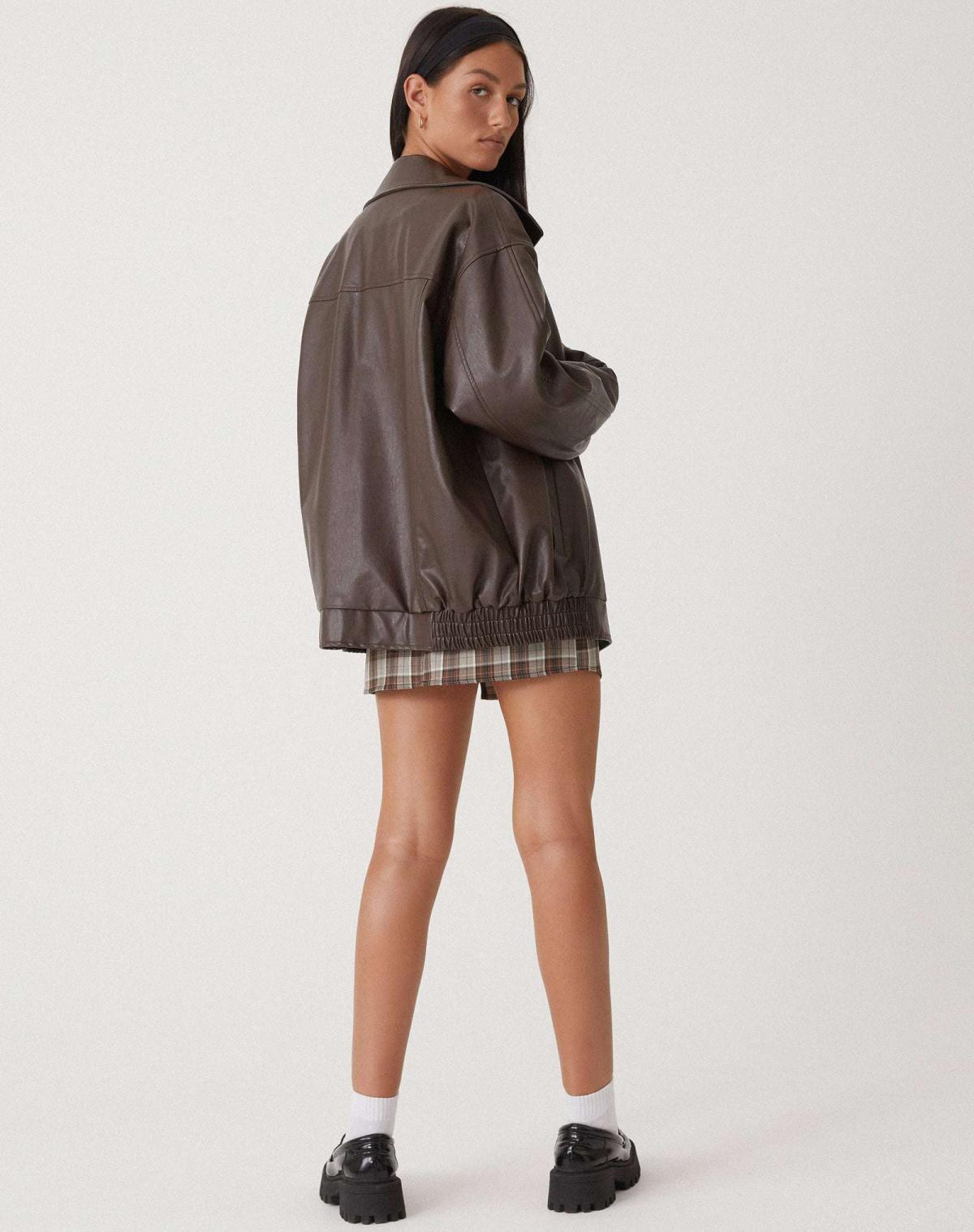 Giacca bomber oversize da donna in ecopelle