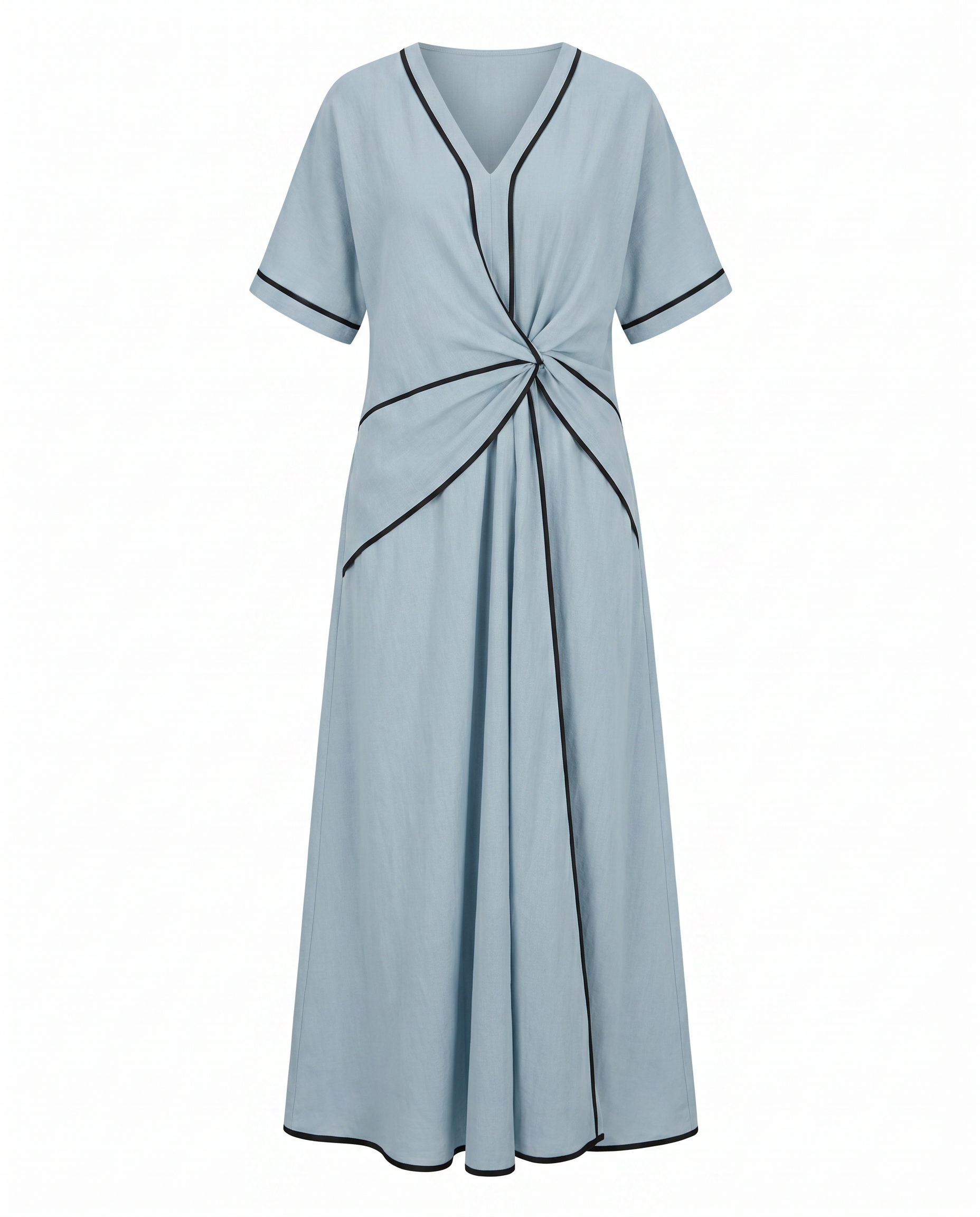Women's Flowing Twist-Front V-Neck Maxi Dress